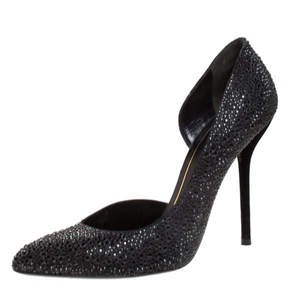 Gucci Shoes - Gucci Black Crystal D'Orsay High Heel Pumps HOST PICK!